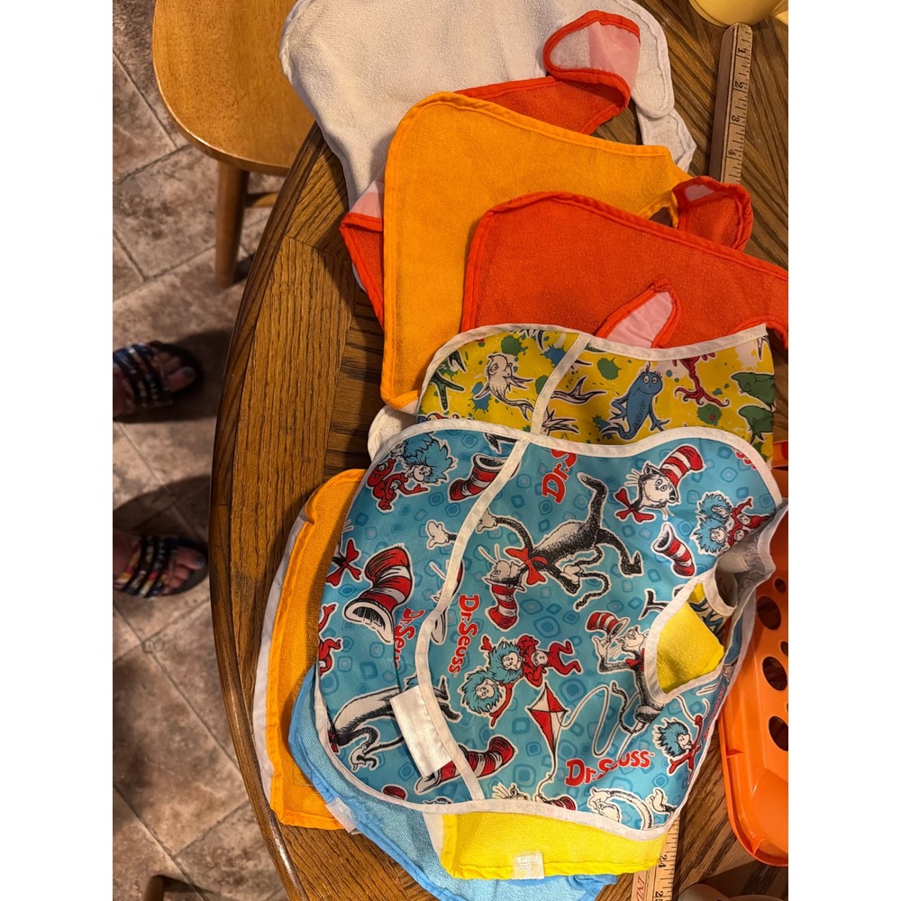 Dr Seuss Cat in the Hat Baby Bibs Set Multicolor Thing 1 Thing 2 Storybook 13pc